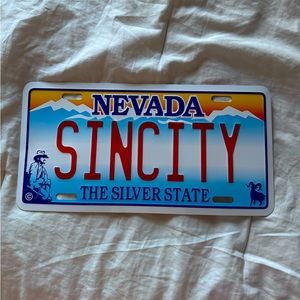 Las Vegas (SINCITY) Nevada License Plate Decor Red, Orange, Blue Colored.